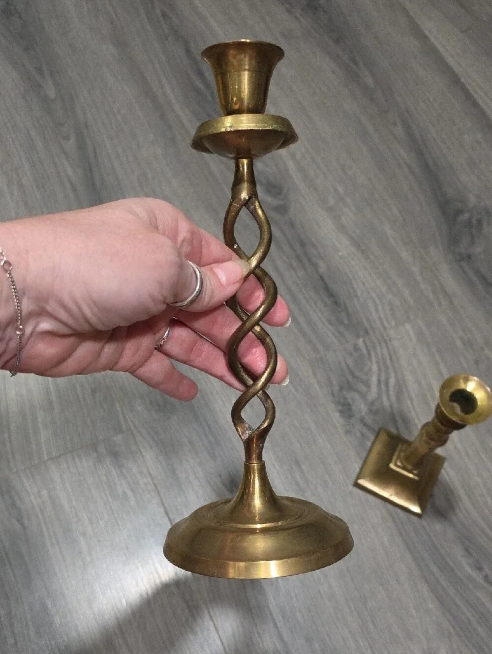 Brass Vintage Candlestick Holders Set Of 2